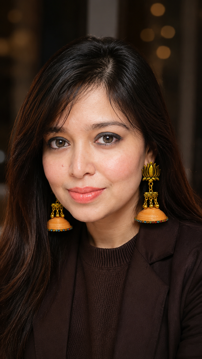 Antique Golden Lotus Jhumka